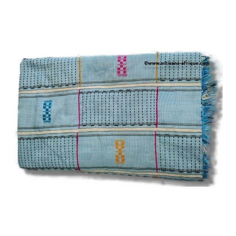 Tissu Baoulé "Adjalêdô" couleur aigue-marine