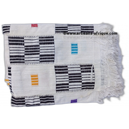 Tissu Baoulé Nankanfian "Kpêta".  Couleur blanc